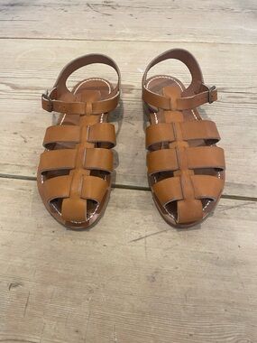 K. Jacques Women's Tan Leather Fisherman Sandals 38 NWOB